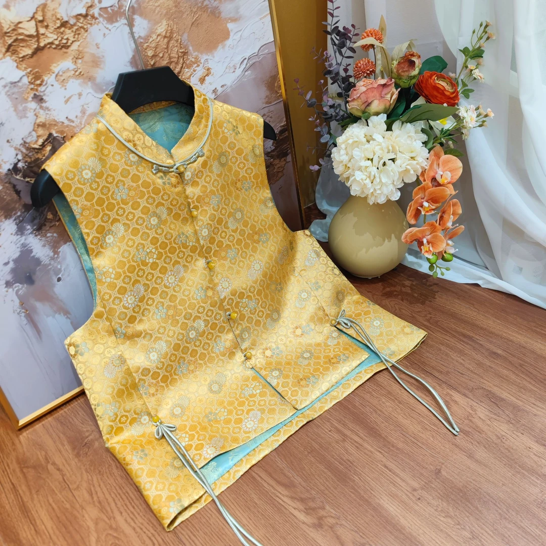 【五一星福利】2025夏季新款本定盛织锦缎新中式国风马甲-9803