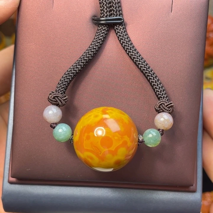 玛瑙/玉髓未镶嵌珠宝奇石尚品红黄天眼锁骨