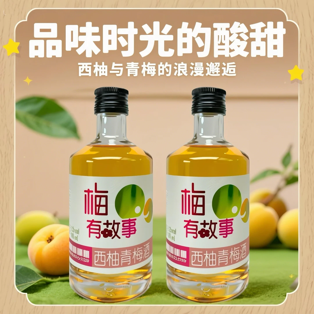 【新店福利】正宗四川平武西柚青梅酒自酿微醺果酒女低度甜酒300ml