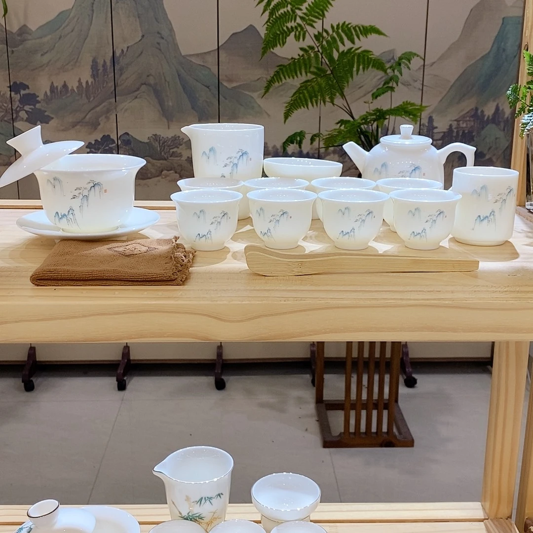 【墨城】羊脂玉瓷高山流水16头