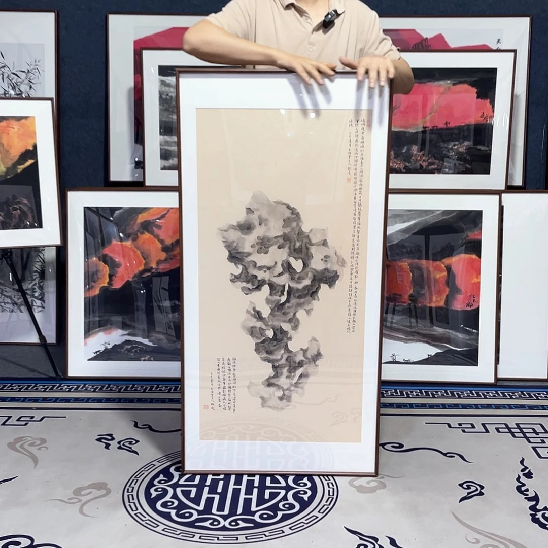 国画手绘画作品带框
