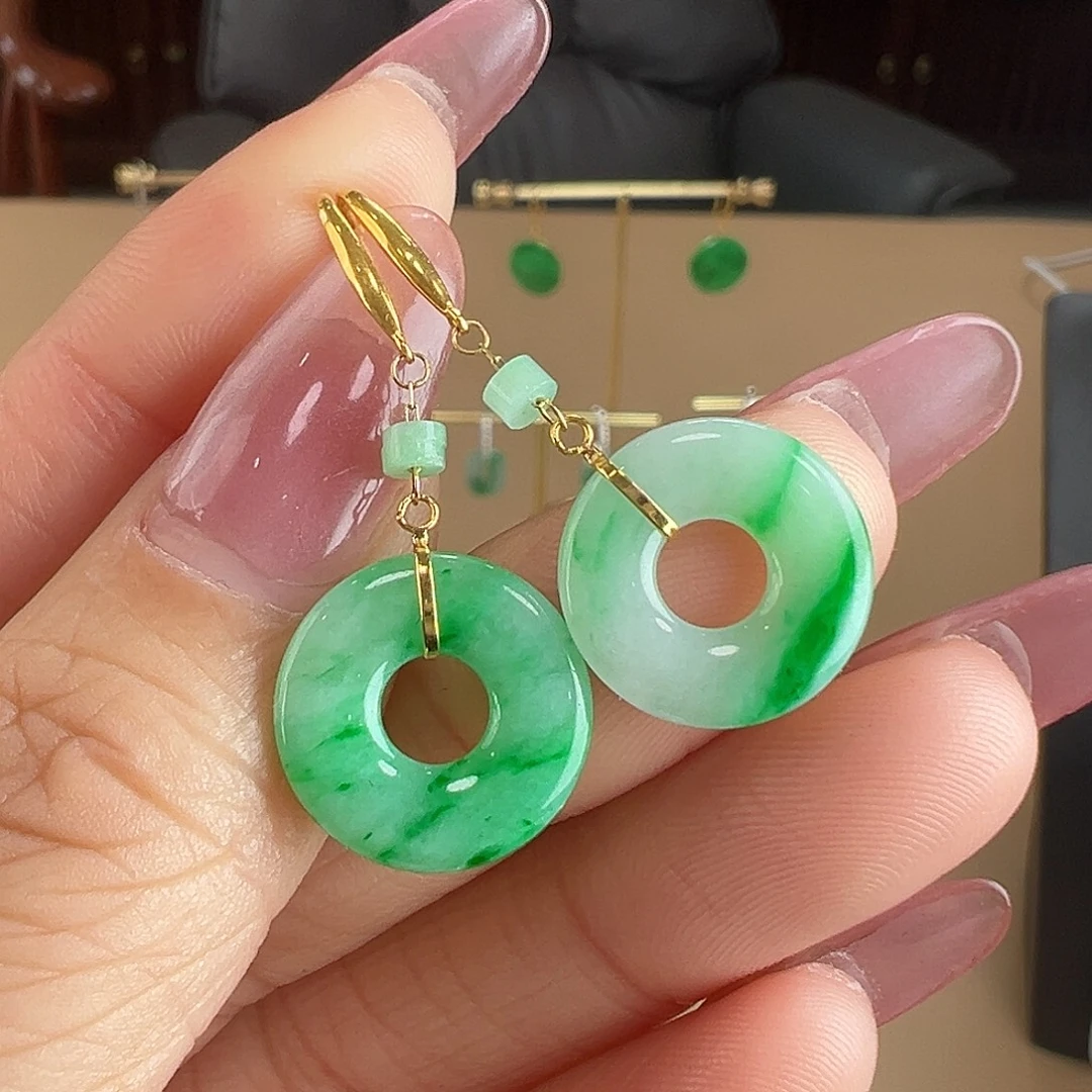 翡翠18K金镶嵌耳饰耳饰