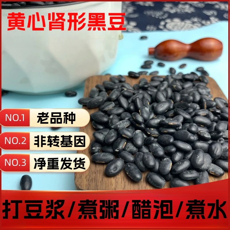 肾形黑豆老品种黄心黑豆农家自种可打豆浆可熬粥醋泡生黑豆纯黑豆