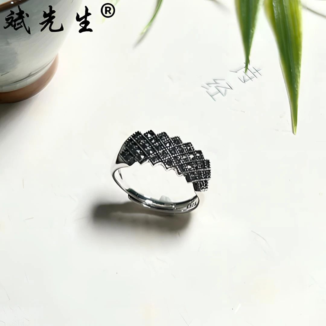 925银戒指 【斌先生】925银马赛克戒指 开口可调节