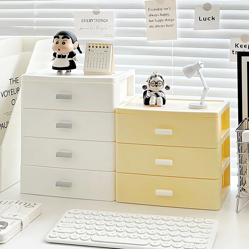 桌面收纳盒抽屉式学生宿舍书桌文具整理盒办公室杂物化妆品置物架
