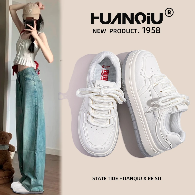 环球情侣小白鞋2025秋季新款透气百搭舒适鞋子男女同款厚底板鞋女