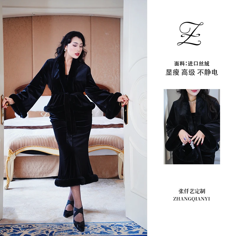 新款【罗马假日】秋冬设计师修身收腰加厚女装连衣裙套装