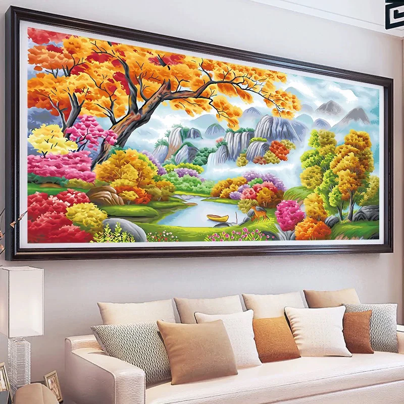 1.8大格467世外桃源纯手工绣好的十字绣挂画大气成品装饰画客厅