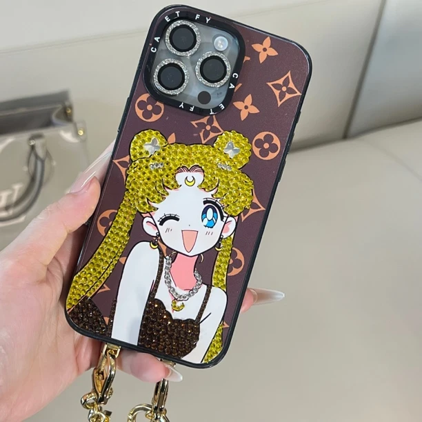 【美少女老花-钻壳】适用于iPhone16 15 14Promax手机壳,单壳
