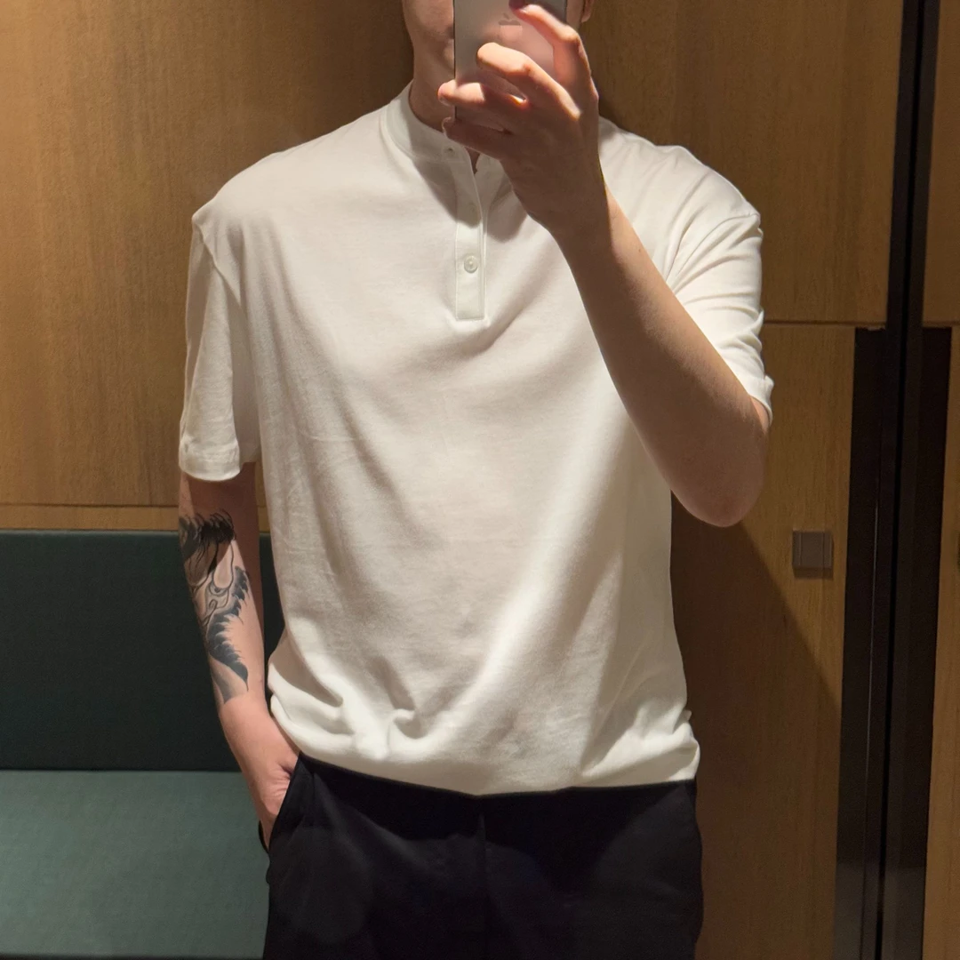 【诺可精选】爵派尔QJ522冰凉夏日系列进口埃及棉超薄亨利领微阔T恤