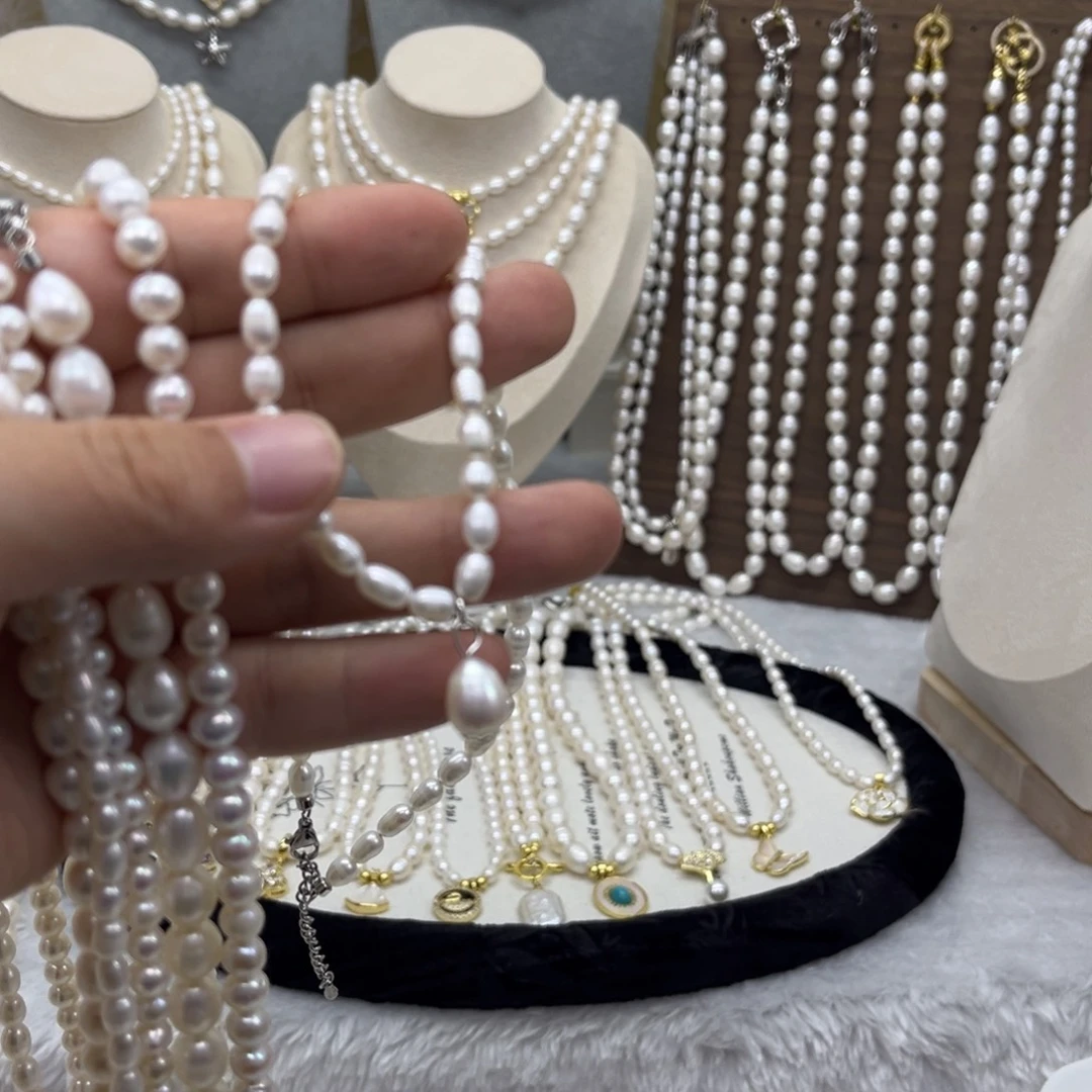 项链淡水珍珠未镶嵌水滴珠吊坠