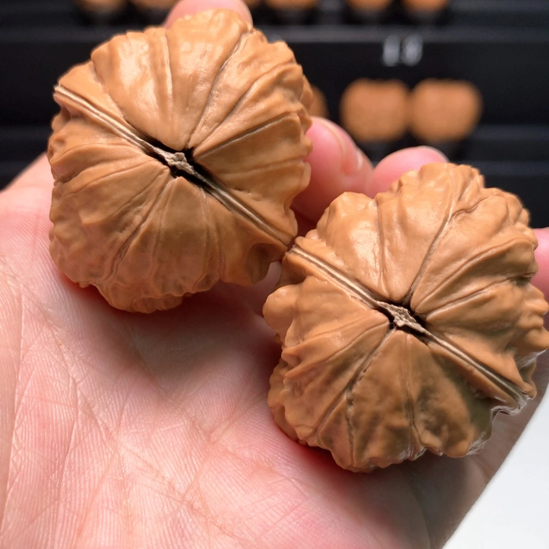 把件文玩核桃浮**鹤荷叶蟾