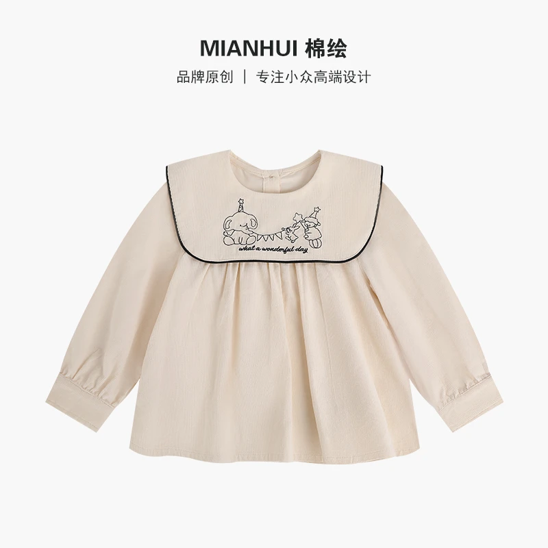 【刺绣翻领】纯棉重工刺绣衬衣春休闲女童上衣34322012