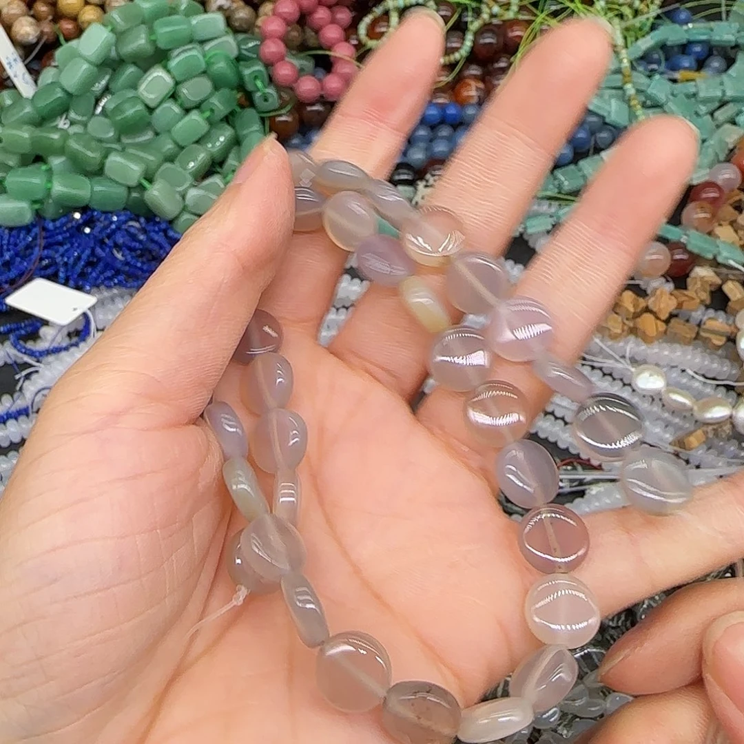 玛瑙/玉髓合金珠宝半成品烟灰玛瑙10mm一条