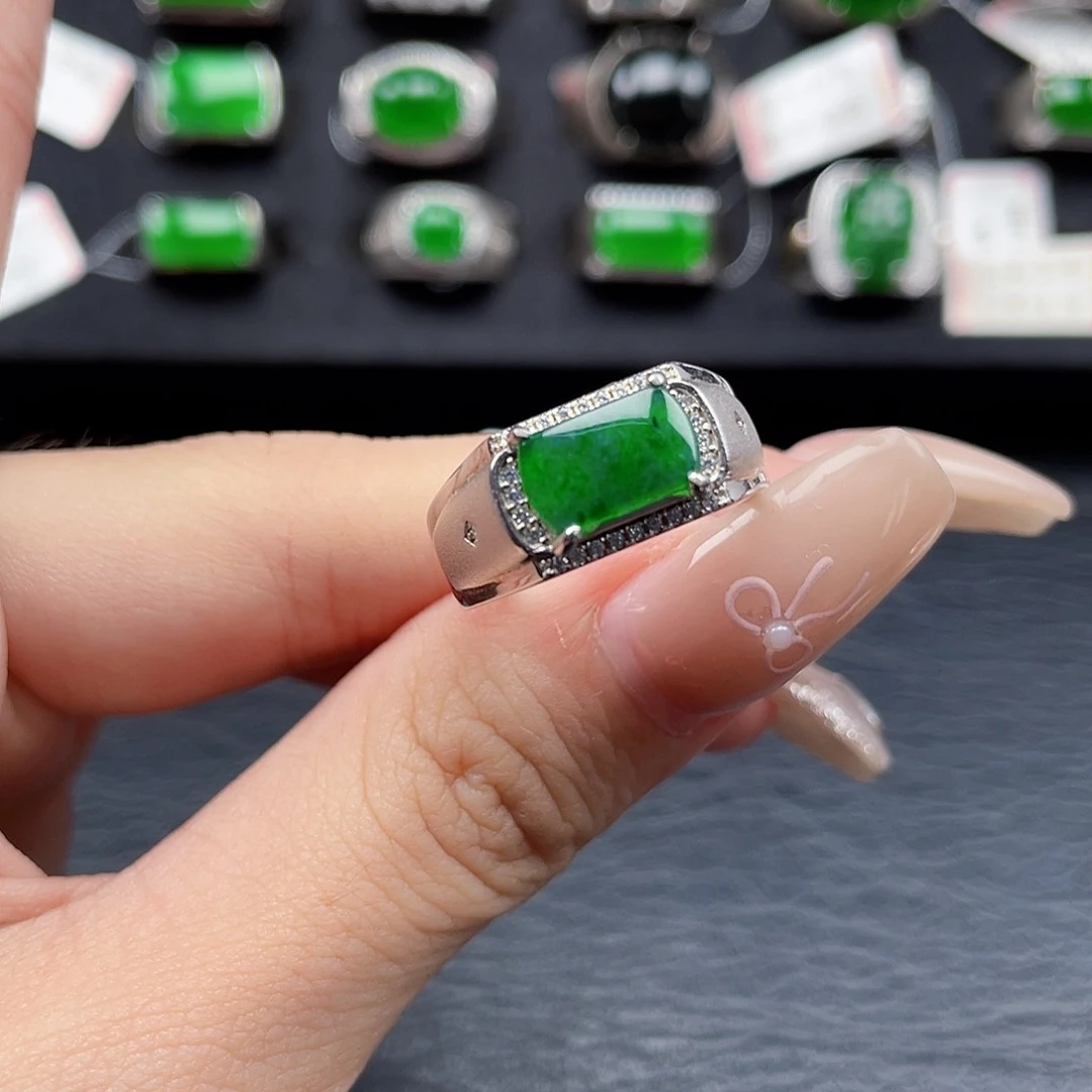 翡翠戒指银S925镶嵌编号2843没有运费险