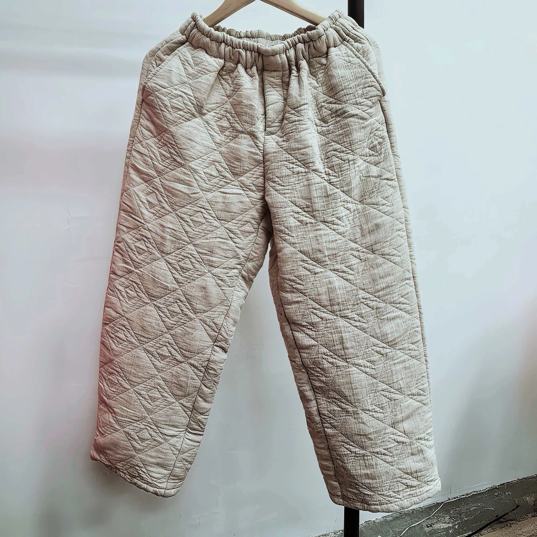 【法布丽娜】加厚棉裤棉麻宽松阔腿女裤麻料垂感高腰休闲款