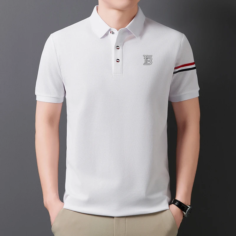 欧洲轻奢LUNBBLRRY高档商务纯棉短袖t恤男翻领时尚简约大气POLO衫