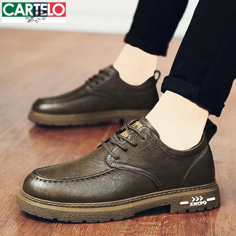卡帝乐鳄鱼皮鞋男鞋秋季款2025新款高端皮质商务正装休闲鞋子男士