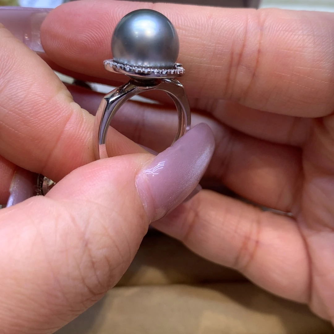 银S925镶嵌戒指海水珍珠