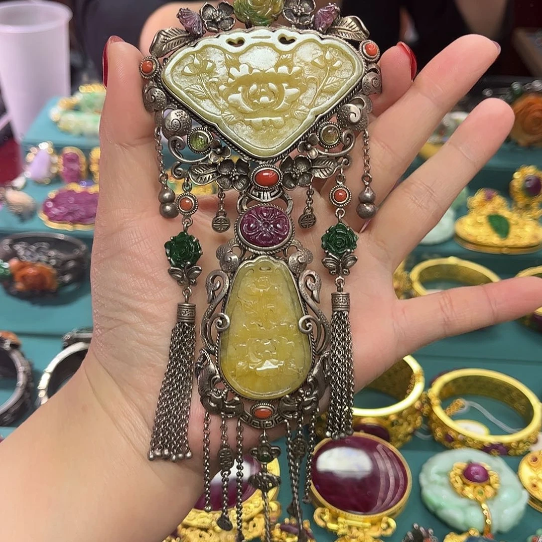 翡翠银S925镶嵌吊坠(不含链)