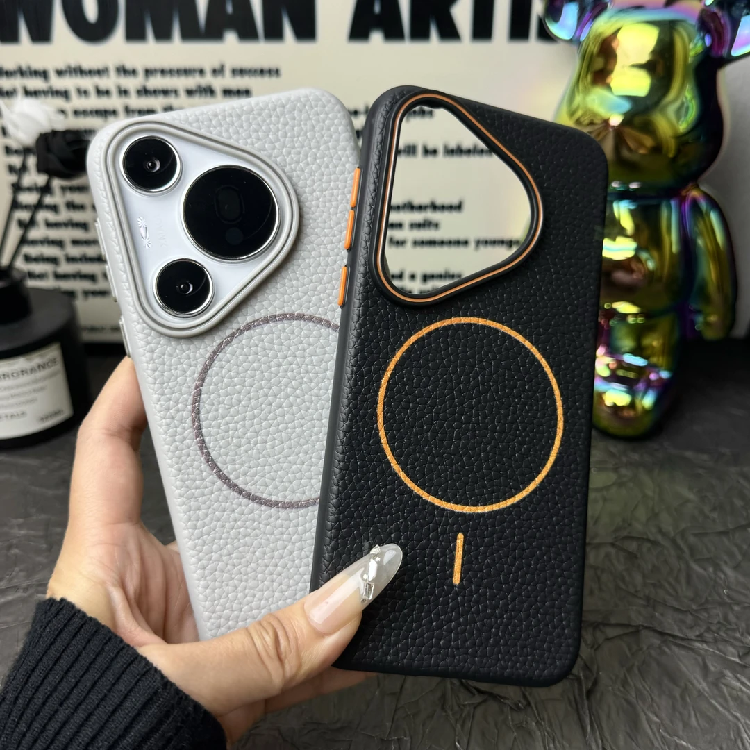 荔枝纹磁吸手机壳适用华为pura70全硅胶软壳P70pro防摔防指纹男女