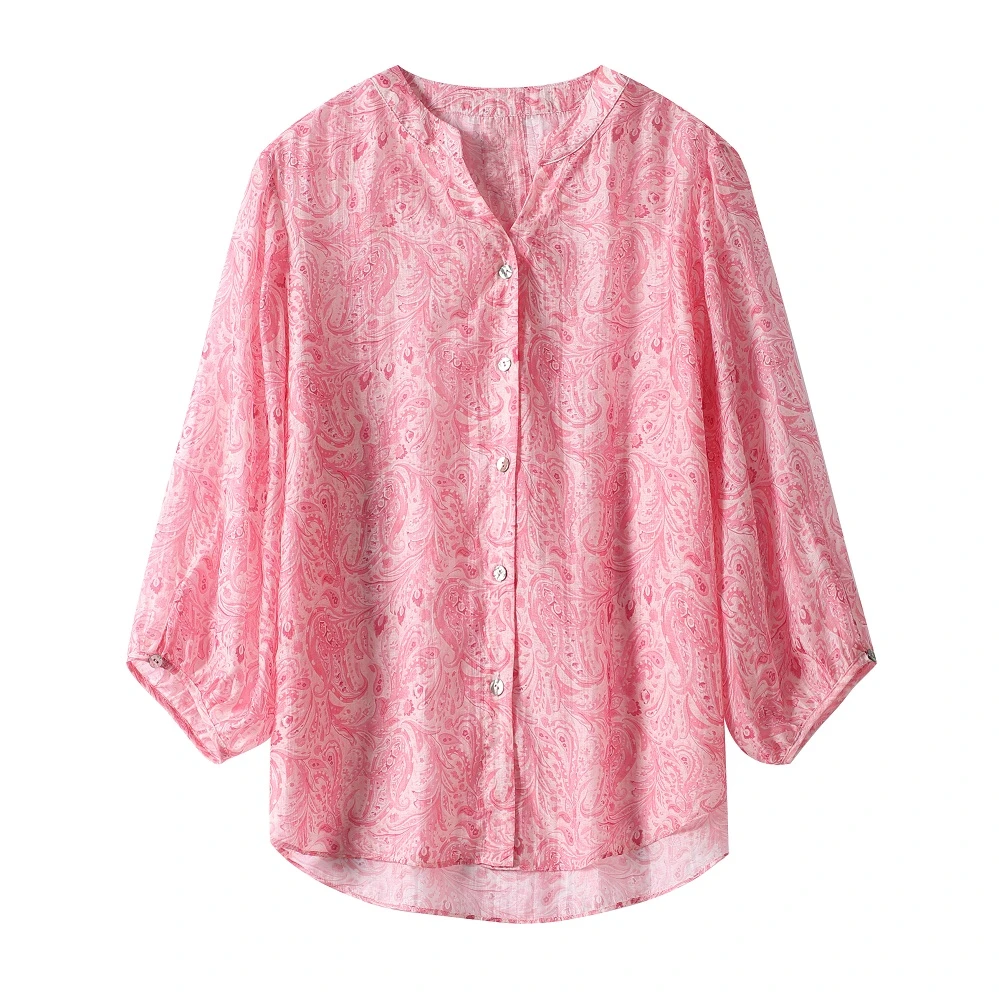 【管公子】植物纤维·兰精天丝防晒法式浪漫度假风印花衬衫#AF325508