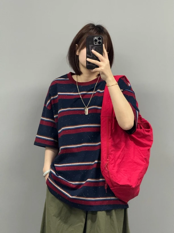 【条纹点点T恤】宽松百搭休闲时尚潮流短袖半袖圆领套头