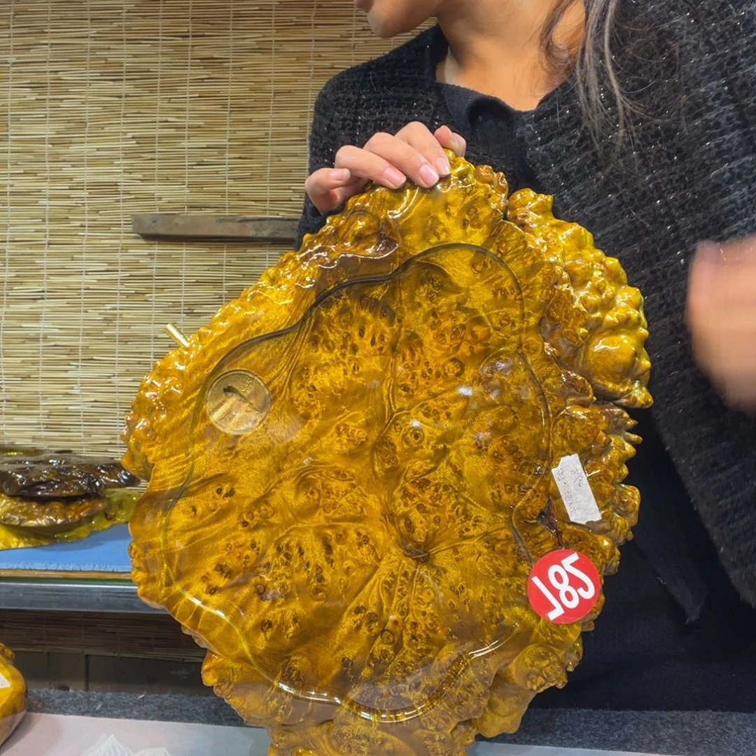 缅甸黄金樟全实木根雕茶盘