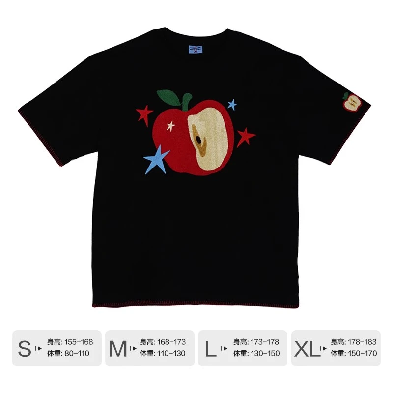 【江南先生】凉感冰皮苹果刺绣正肩T恤亲肤夏情侣短袖JN52V31