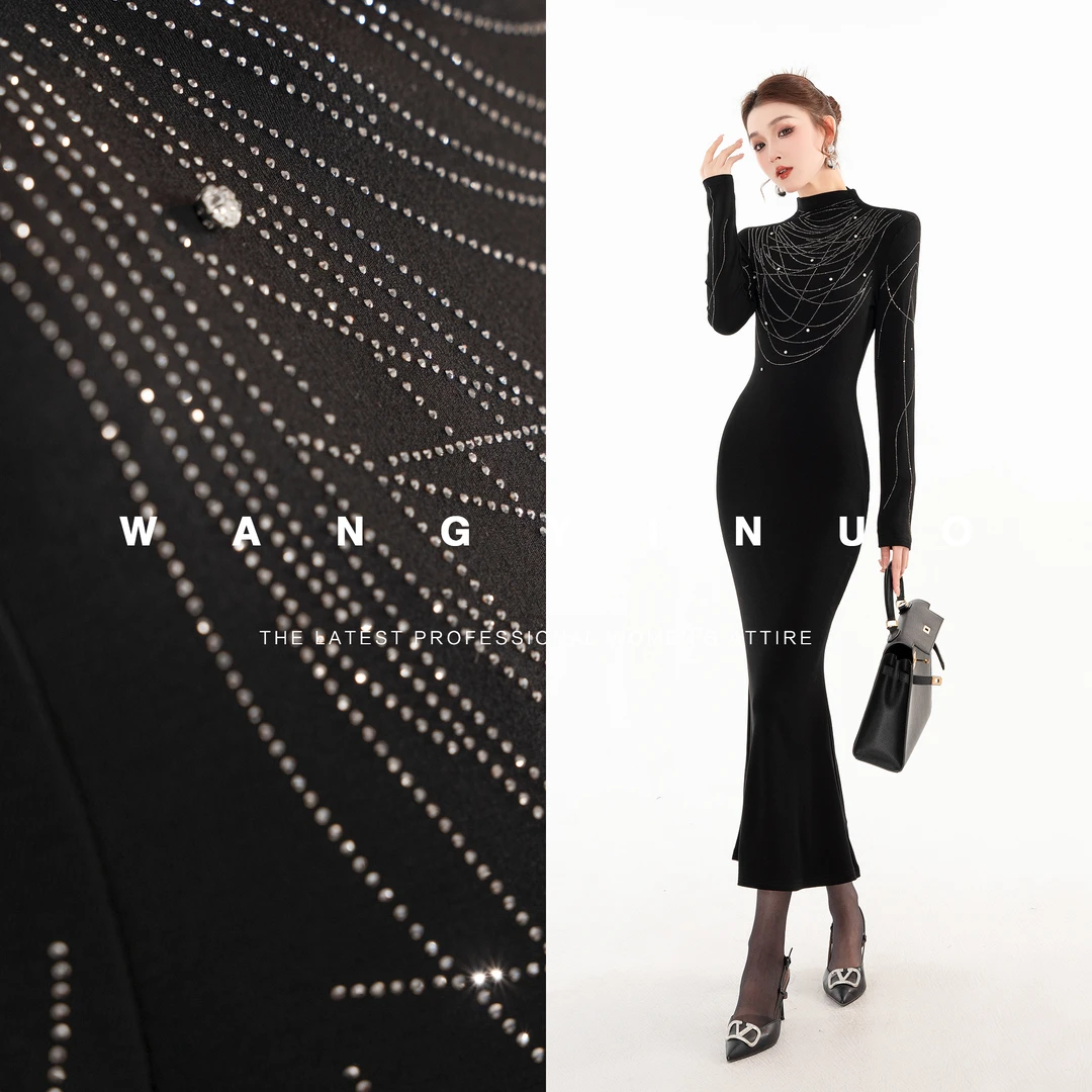 MD现货·依诺【闪耀夜空】2025早春时尚百搭轻奢时尚修身优雅连衣裙