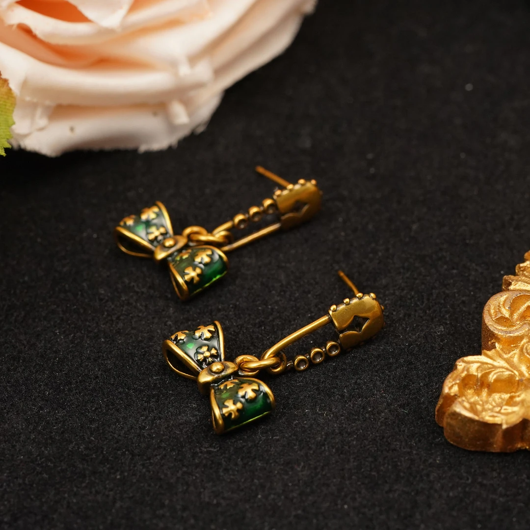 铜合金耳饰 【3559】LeLe 耳钉 蝴蝶结十字百搭时尚气质小众