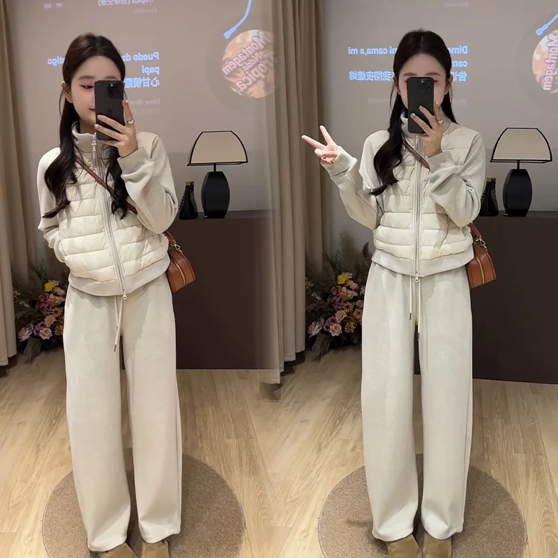 2025秋冬新款时尚显瘦气质网红高档套装女高级百搭宽松大码两件套