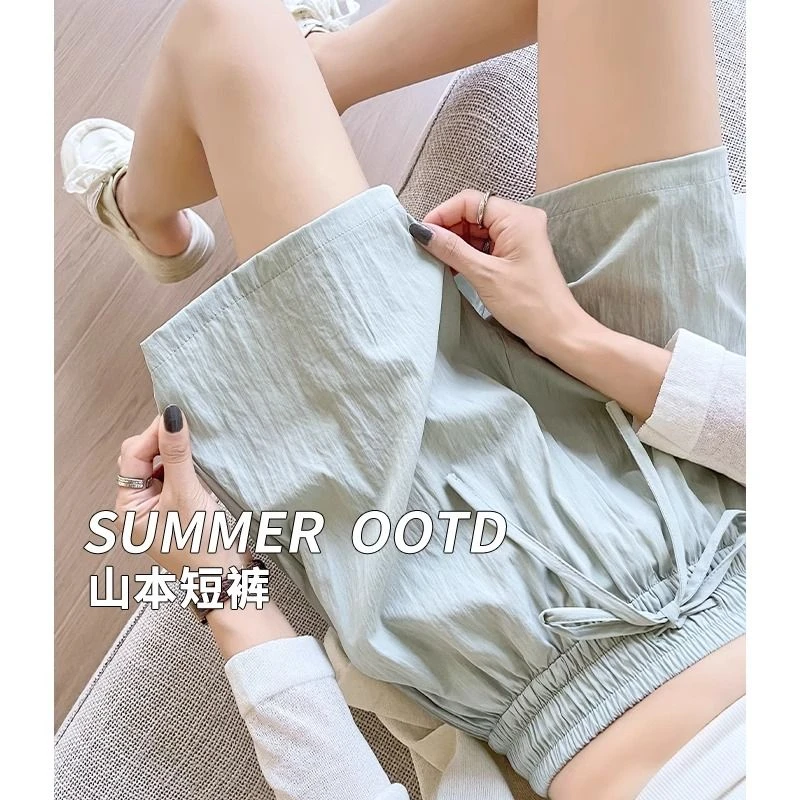 阔腿冰丝山本运动短裤女夏季新款薄款宽松三分裤休闲高腰速干裤女