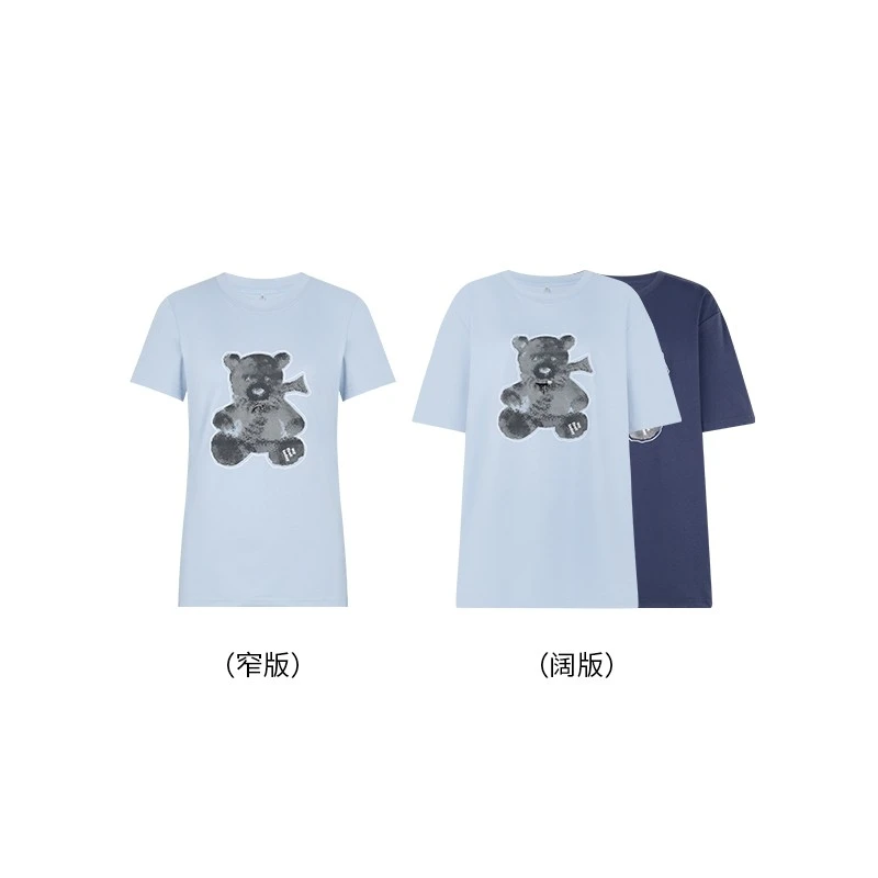 美洋MEIYANG 小熊T恤 原纱防晒UPF50+|抗菌防螨圆领印花胸针上衣U