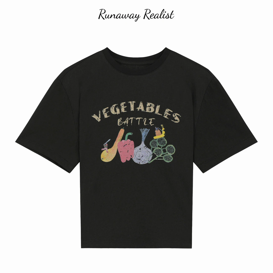 【RUNAWAY REALIST】精梳雪花棉收腰蔬菜T恤 S491