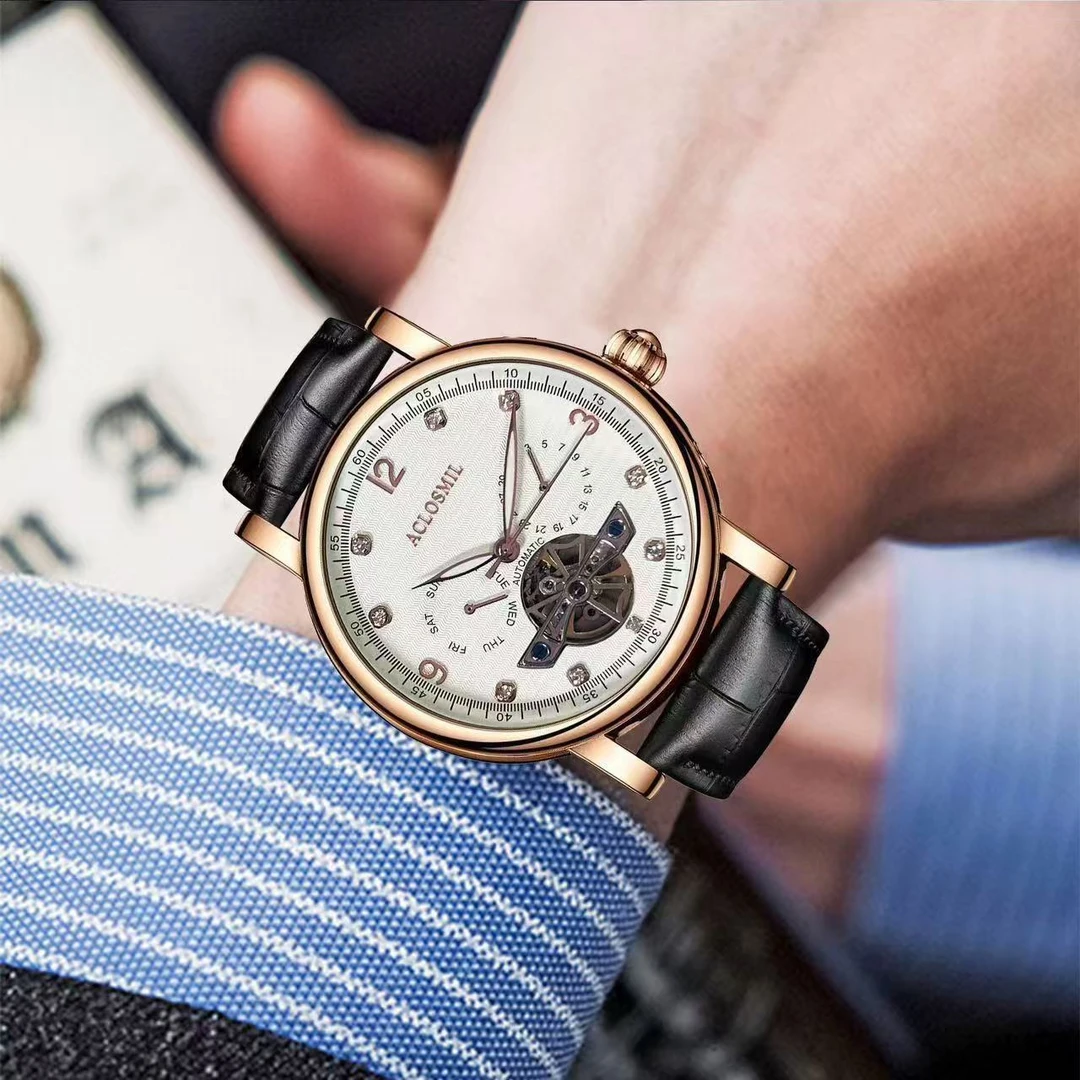 英国奥克米洛轻奢品牌全新正品未拆封高档男士全自动机械表防水