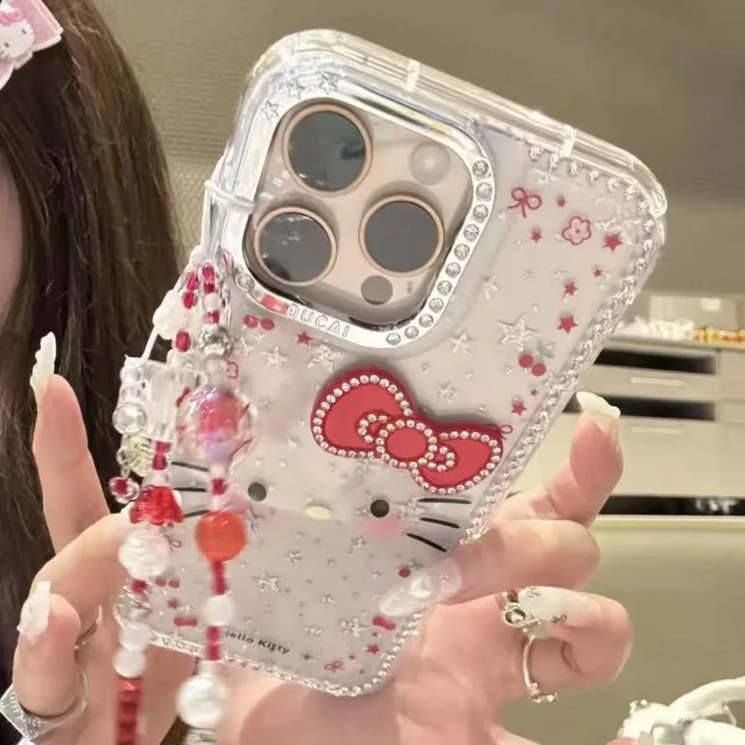 闪钻星星KT猫适用iPhone16promax甜美苹果15手机壳可爱14少女心13