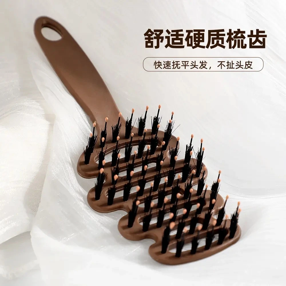 松塔猪鬃护发梳100孔蓬松仿猪鬃毛松塔梳按摩头部顺发排骨梳