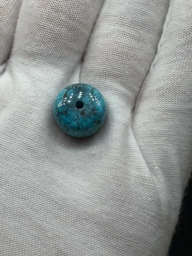 原矿绿松石手工制作墩子14.2×8.6瓷釉级品质无水无油无优化