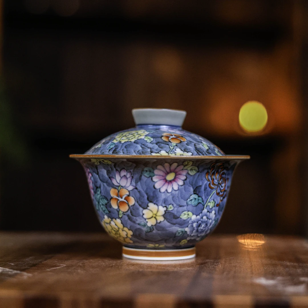 【陶珊居】万花-霖溪山坊-盖碗（霖溪0108）