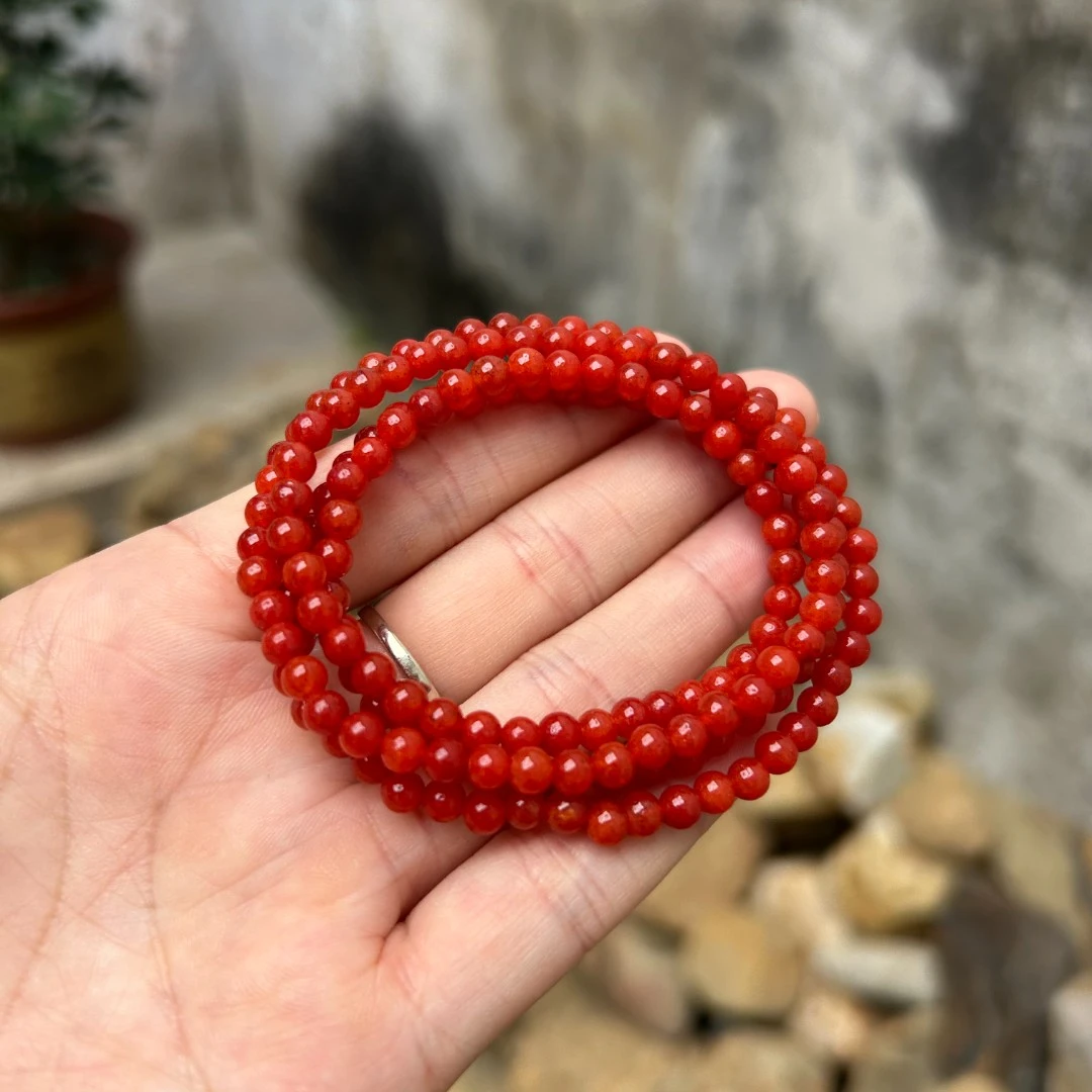 A708精品柿子红多圈4mm项链