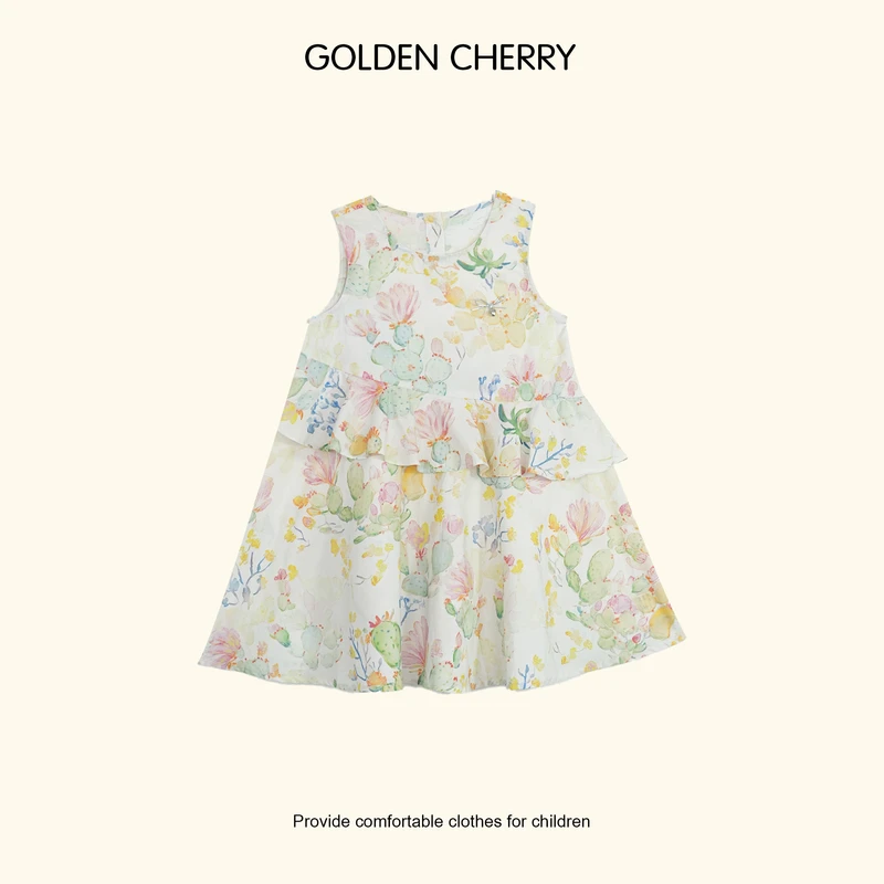 【Golden cherry】小童仙人掌花双层连衣裙52888