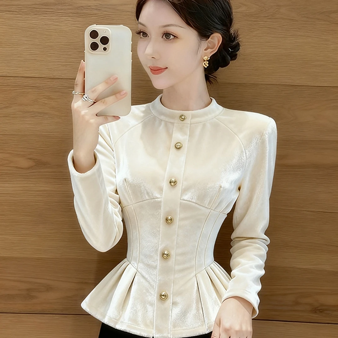 秋季巨好看的设计感上衣韩系漂亮高级感洋气减龄白色时尚掐腰衬衫