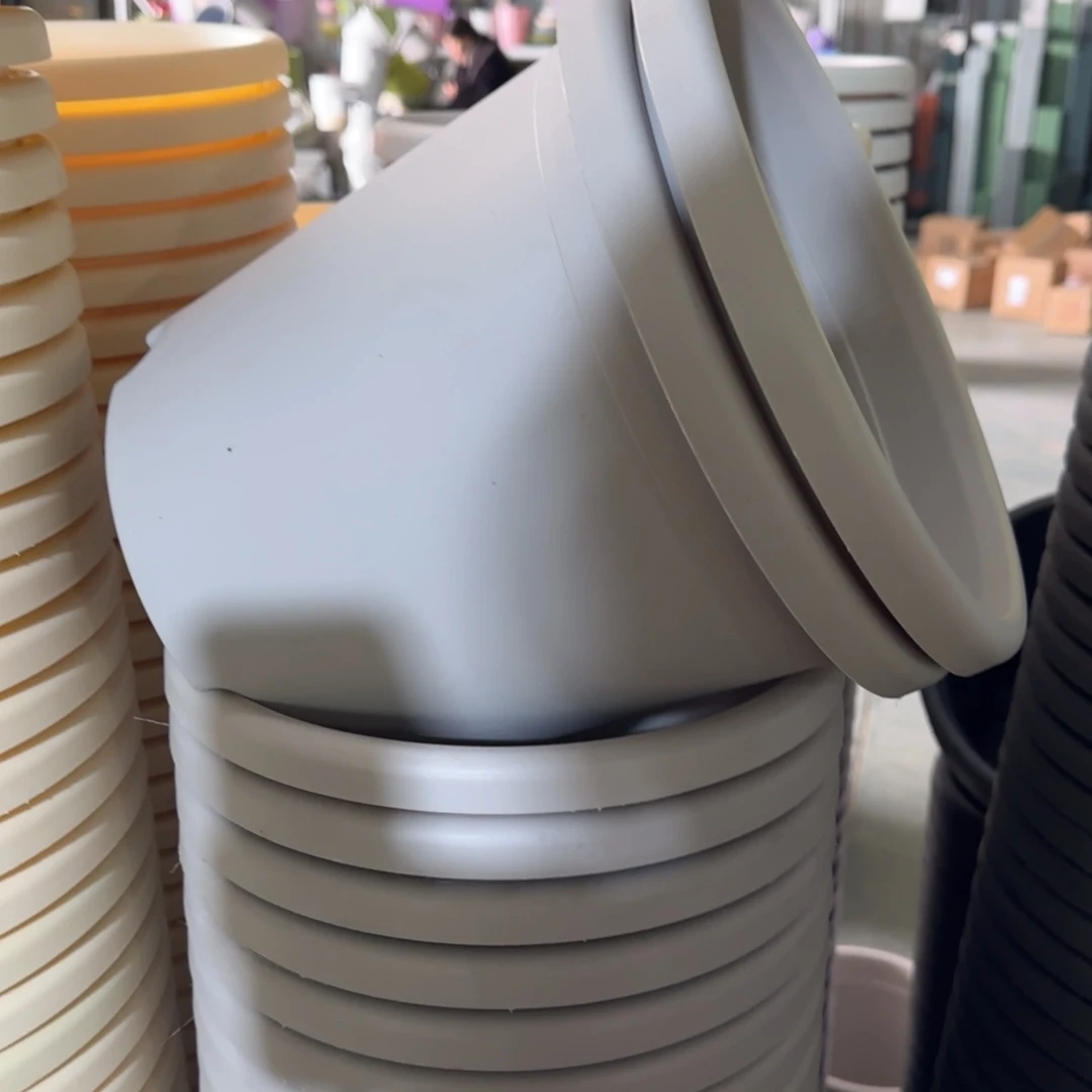 树脂四季盆4#无拖灰白微瑕8