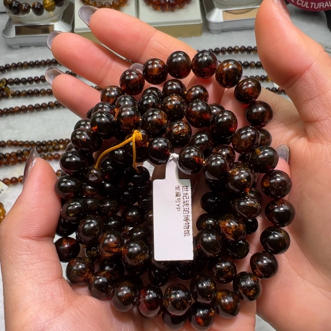 琥珀未镶嵌手串抚顺琥珀血珀9m