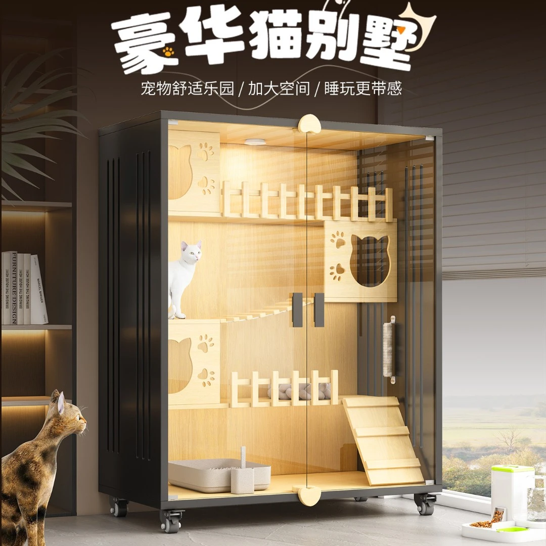猫别墅家用室内猫笼子实木爬架一体超大自由空间猫舍猫柜猫窝猫屋