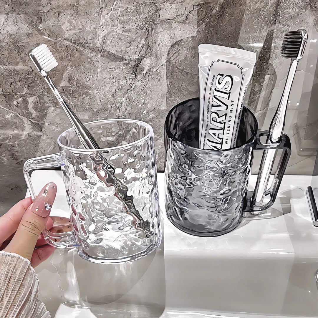 （拍一发二）冰川杯纹情侣牙刷杯透明漱口杯