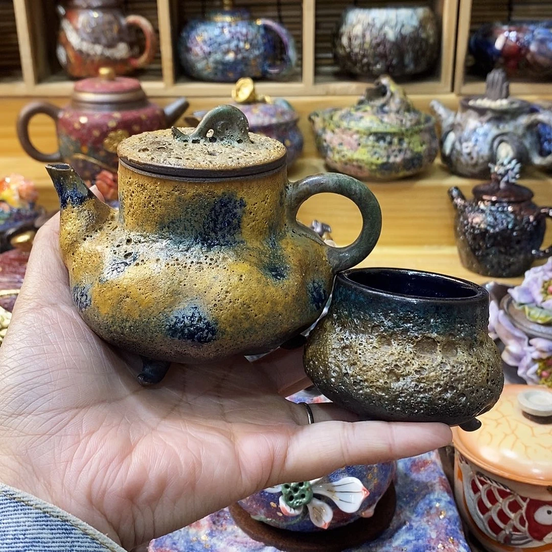 顺***马粗陶柴烧志野茶器