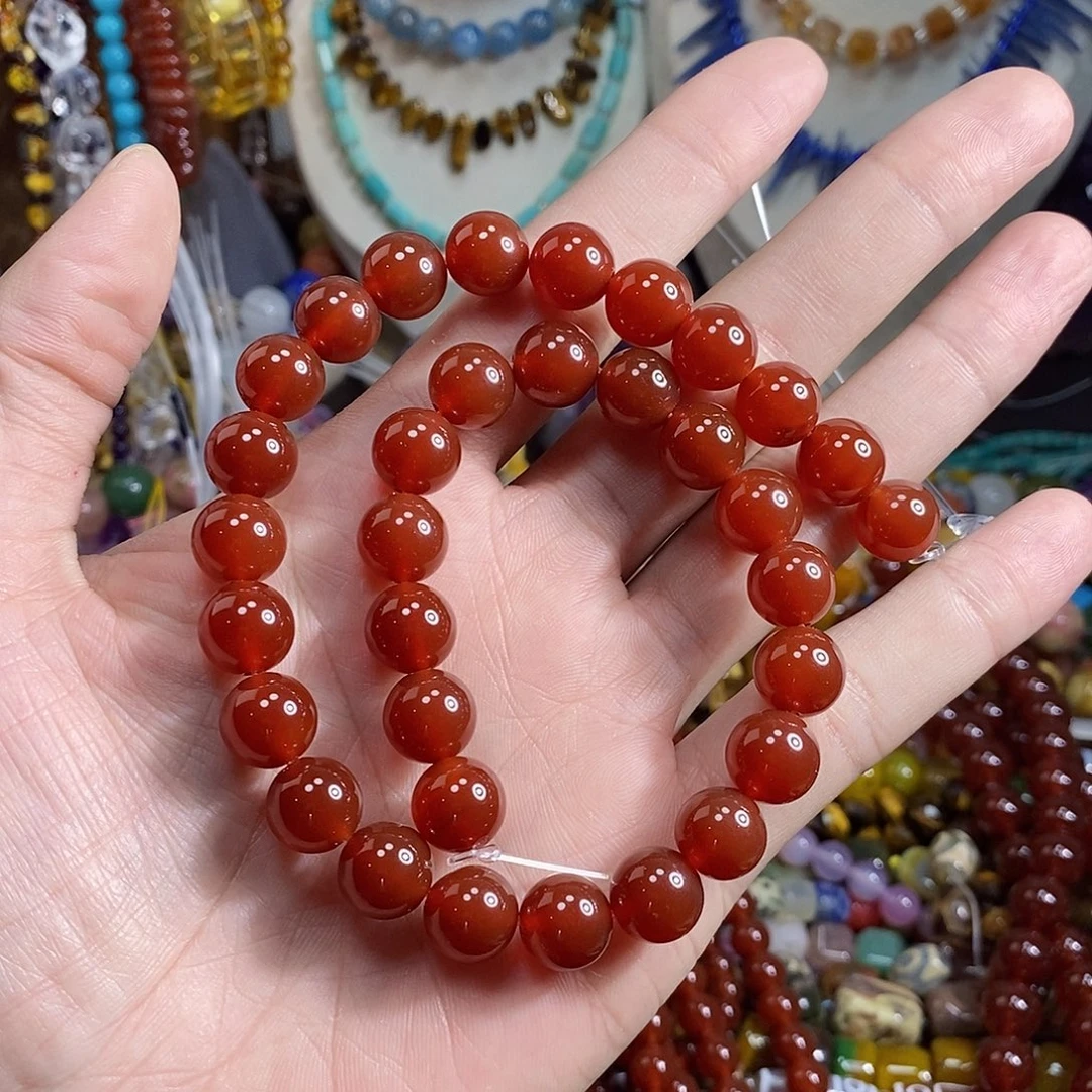 石英质玉未镶嵌，A品红玛瑙12mm，