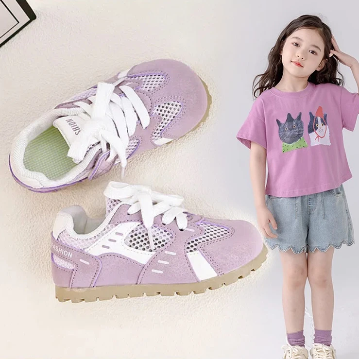 韩版女童网面运动鞋2025夏季新款儿童板鞋透气幼儿园宝宝德训鞋潮